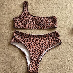 SHEIN Leopard Print Bikini - Brown and Black